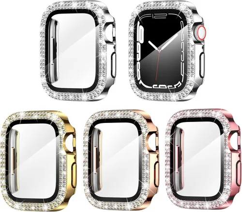 Miniatura 19 de Goton Paquete de 4 Fundas con Diamantes de Imitación para Apple Watch, Protector de 38mm para Series 3/2/1, Funda con Diamantes de Imitación
