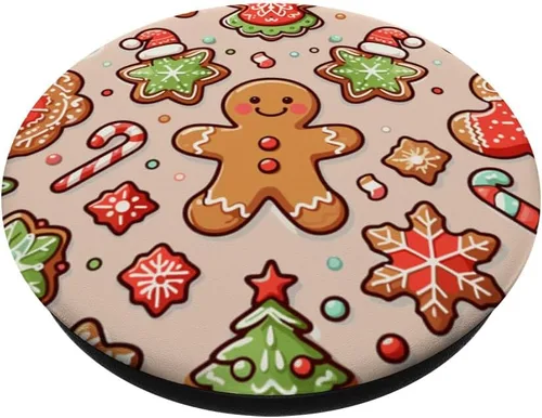 Miniatura 2 de Árbol de Navidad Luces de pan de jengibre copo de nieve amantes de las galletas PopSockets estándar PopGrip