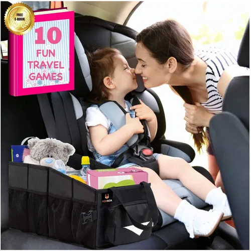 Miniatura 2 de Organizador de automóvil para niños de fácil acceso con caja de pañuelos y portavasos para asiento trasero, asiento delantero, entre asientos, piso