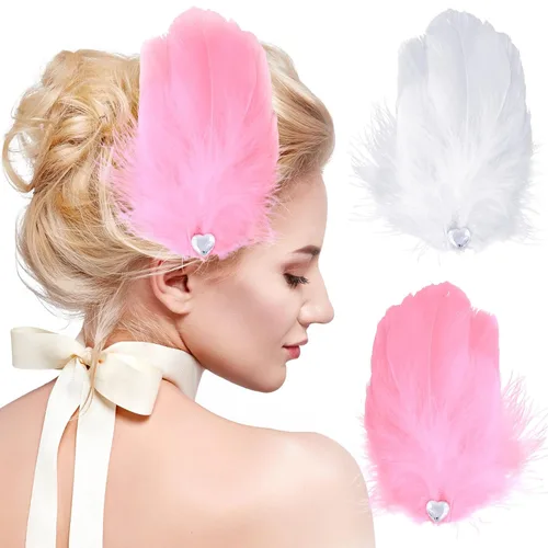 ANCIRS Paquete de 4 pinzas para el pelo de plumas para mujer, pasadores de pelo en forma de ala mosca, accesorio para horquillas de los años 20, 2