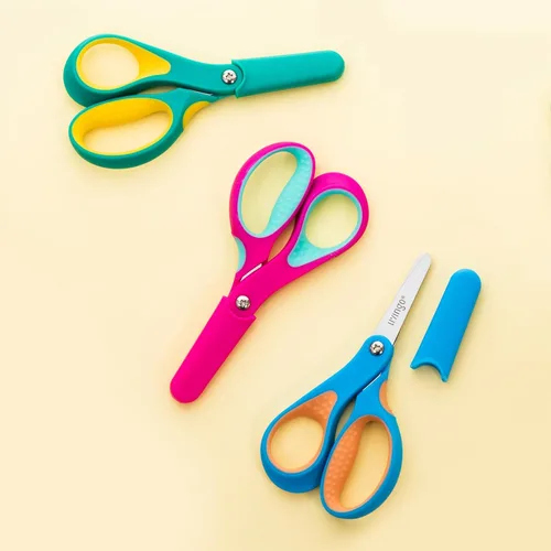 Miniatura 7 de LIVINGO Tijeras para zurdos para niños: Tijeras de punta redonda de seguridad para niños pequeños, para manualidades escolares, corte de papel