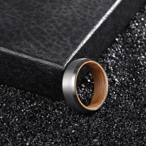 Miniatura 3 de Anillos de tungsteno para hombres y mujeres, 0.315 pulgadas, color negro y plateado, anillo de boda de carburo con incrustaciones de agujero