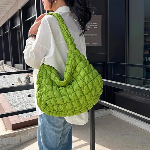 Miniatura 7 de Bolsa acolchada para mujer, bolsa de hombro acolchada, bolso grande tipo hobo ligero, de nailon acolchado