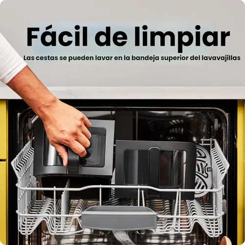 Miniatura 5 de CHEFMAN Horno freidora de aire de doble cesta de 6 cuartos con ventanas de fácil visión, acabado de sincronización, Hi-Fry, apagado automático, 2