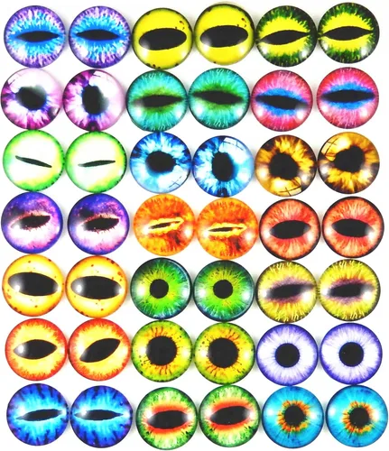 Miniatura 12 de juliewang Wholesale en bulk Assorted Ojo de dragón Cubiertos Cabochons de vidrio redondas para hacer Muñeca y la joyería Configuración