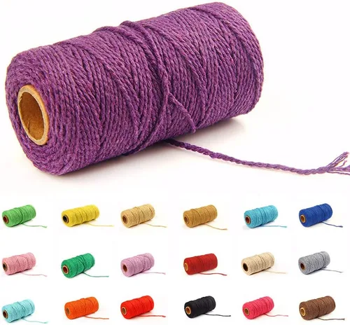 Miniatura 15 de Cordón de macramé de algodón 2 mm x 109 yardas, cuerda de algodón colorida para manualidades DIY, ganchos de plantas (Beige)