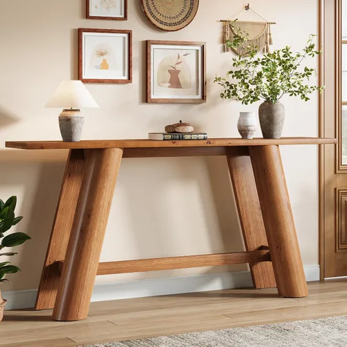 Miniatura 8 de Mesa consola de entrada de madera maciza, 70.9 pulgadas estrecha y larga, mesa de sofá detrás del sofá, muebles de madera de granja para sala
