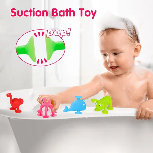 Miniatura 2 de Juguete de Baño con Ventosa para Niños de 3, 4, 5 Años, 10 Piezas de Ventosas de Animales para Bañera para Niños Pequeños, Herramientas para Ventana