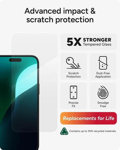 Miniatura 3 de ZAGG Glass Elite - Protector de pantalla para iPhone 16 Pro Max, 5 veces más fuerte, bordes reforzados, vidrio templado ultra fuerte, resistente a