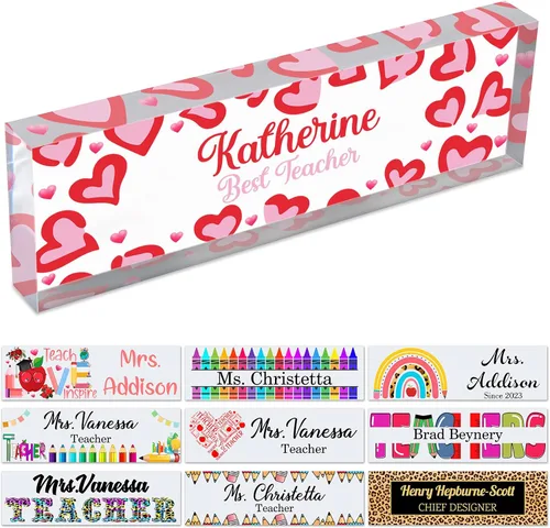Miniatura 14 de Placa de nombre personalizada para escritorio de profesor para aula, placa de identificación personalizada para escritorios, placa de escritorio