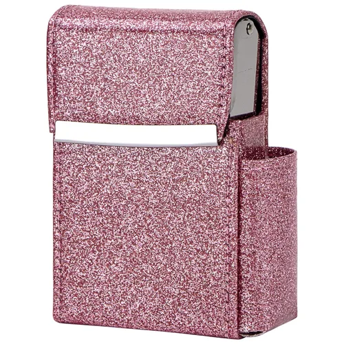 Miniatura 13 de Caja de cigarrillos deslizante de piel sintética con soporte para encendedor y trabilla para cinturón para hombres y mujeres, unisex