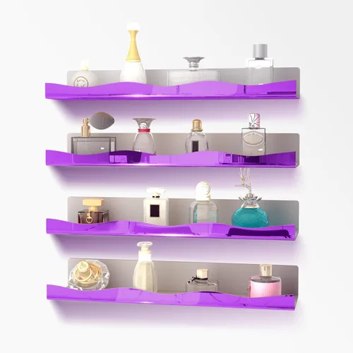 Miniatura 9 de YMVV Estante flotante montado grande de acrílico reflectante dorado de 15.7 pulgadas, estante organizador de perfumes, organizador moderno