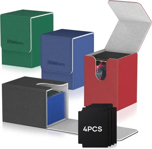 Mlikero Paquete de 4 Cajas para Mazos de Cartas, Caja para Mazo Commander Contiene más de 400 Cartas con Funda Individual con 4 Separadores, Caja