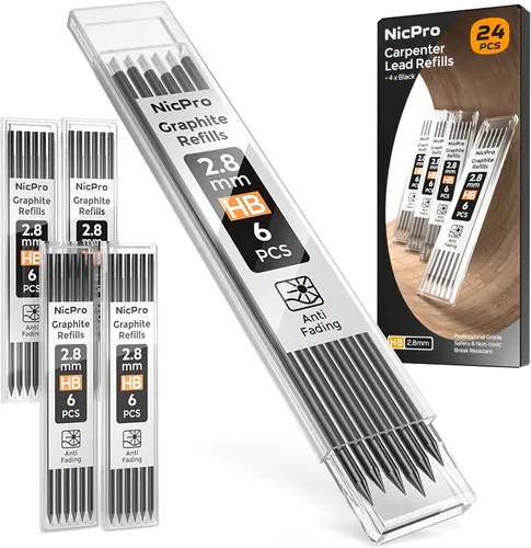 Miniatura 9 de Nicpro 60 PIEZAS Recargas de Lápiz de Carpintero - Plomo de 2.8mm para Lápices Mecánicos, Construcción y Carpintería - Resistente a Romper