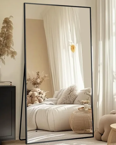 Miniatura 12 de Espejo de pie de longitud completa con soporte, 56 x 14 pulgadas, estilo rectangular, espejo de pie de cuerpo completo para dormitorio, sala