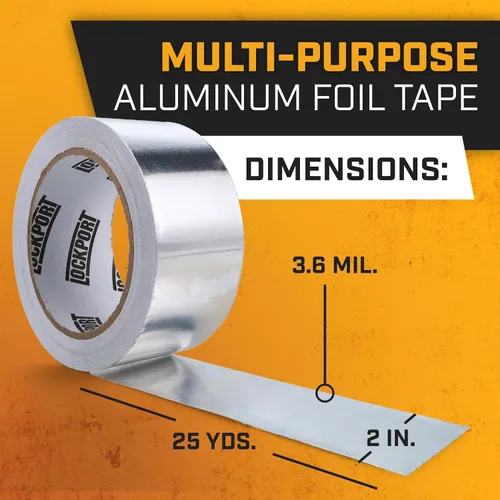 Miniatura 2 de Lockport Cinta de papel de aluminio de 2 pulgadas x 225 pies - Paquete de 3 - Cinta de aluminio HVAC - Sellado de conductos HVAC, ventilación
