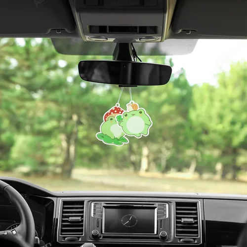 Miniatura 3 de ANGOLIO Summer Frog - Ambientador de coche – Patrón de rana de dibujos animados 4P para niños y niñas, de larga duración, poco perfumado, divertido
