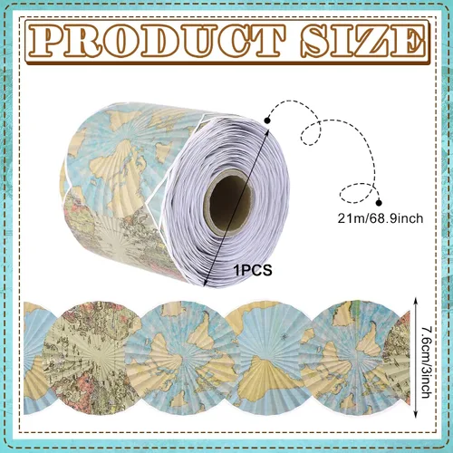 Miniatura 2 de Panelee Abanicos de Papel con Mapas Borde 68.9 Pies Borde de Tablero de Anuncios Mariposas Flores Abeja Espacio Inspiracional Decoración Linda