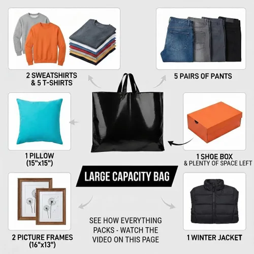 Miniatura 5 de Bolsas de compras de plástico grandes de 19 x 15 pulgadas con asas, bolsas de compras extra grandes para boutique de pequeñas empresas, tiendas