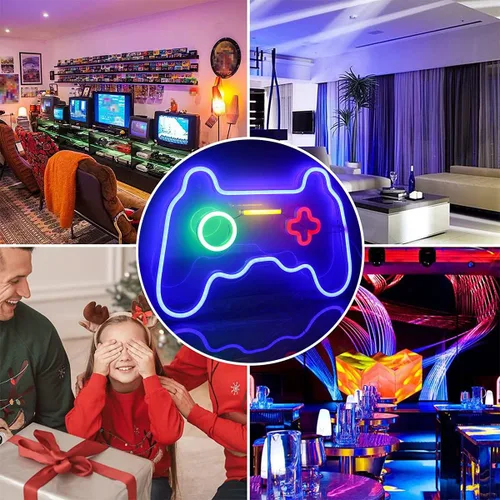 Miniatura 5 de Letreros LED de neón, con forma de gamepad para decoración de habitación de jugadores, decoración de pared de dormitorio, letrero de neón