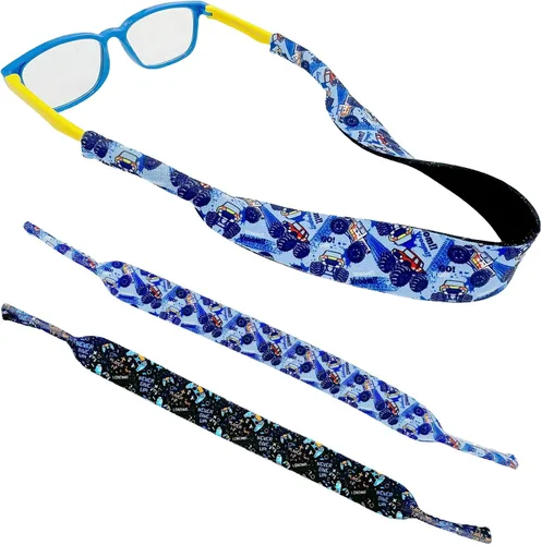 Miniatura 10 de Diseño de retenedor de lentes para niños con material de neopreno flotante, correa ajustable para lentes sin cola para niños y niñas, paquete de 2