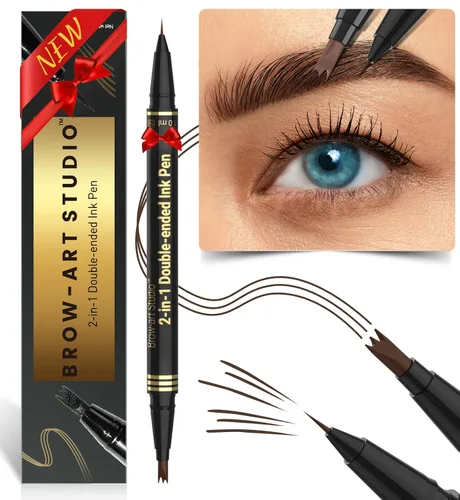 Miniatura 8 de iMethod Lápiz de microblading para cejas - Lápiz para cejas 2 en 1 de doble punta con aplicador de punta de micro-horquilla de 3 puntas y punta