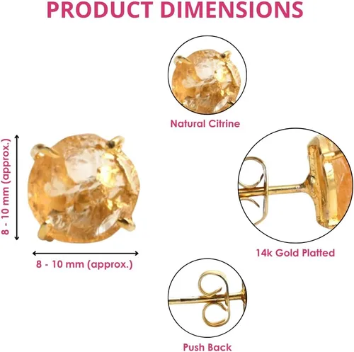 Miniatura 136 de Gempires Natural Raw Prong Setting Stud Earrings, 8-10 mm Crystals Earring, Handmade Jewelry, Gift for Her