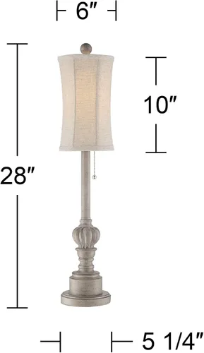 Miniatura 4 de Regency Hill Bertie - Juego de 2 lámparas de mesa estilo rústico francés tradicional de 28 pulgadas de alto, juego de 2 candelabros naturales