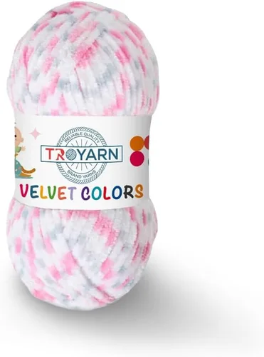 Miniatura 53 de TROYARN Hilo de lana de terciopelo en colores (paquete de 3 madejas) Chenille para manta Amigurumi, hilo para crochet y punto súper voluminoso 3x100