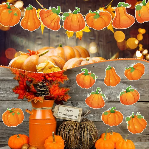 Miniatura 5 de Zhanmai 60 piezas de calabazas de Acción de Gracias, decoración de tablón de anuncios de otoño, Acción de Gracias, recortes de calabaza de papel