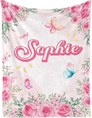 Miniatura 22 de Manta de bebé personalizada, manta con nombre personalizado para niños, bebés y adultos, mantas con animales personalizadas para niñas, niños