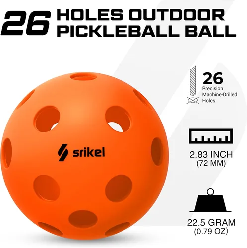 Miniatura 3 de Bolas de Pickleball Srikel para Exteriores - Bolas de Pickleball Aprobadas por USAPA, Diseño Roto-Moldeado Sin Costuras para Durabilidad, 4 Paquetes