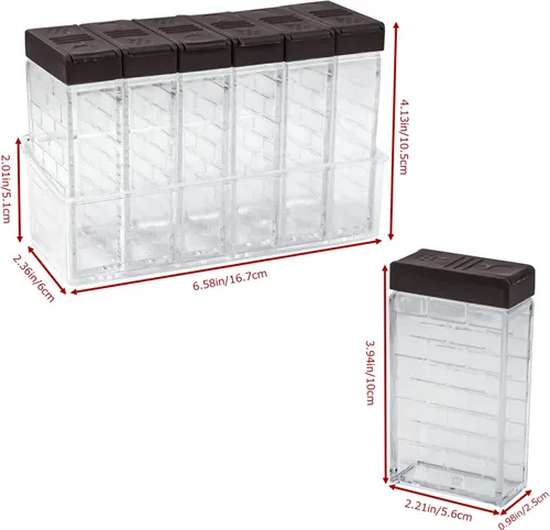 Miniatura 3 de Jucaifu 6 frascos para especias cocteleras, salero y pimentero, dispensador de especias de plástico, salero, caja agitadora de condimentos, juego