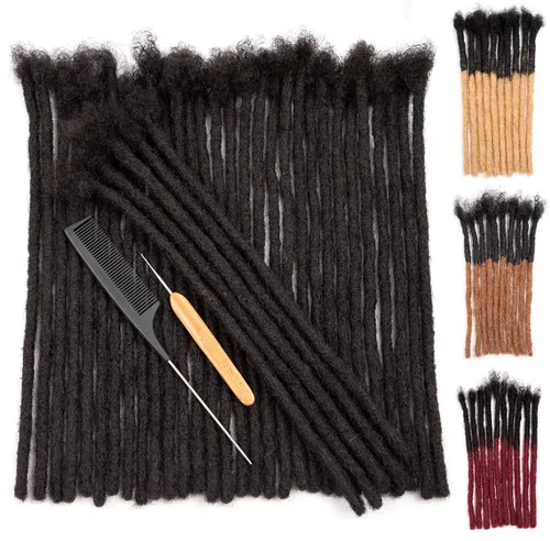 Miniatura 25 de DAIXI 0.2cm y 0.4cm y 0.6cm y 0.8cm de grosor 4-18 pulgadas 10 hebras extensiones de rastas de cabello humano 100% real para hombres/mujeres