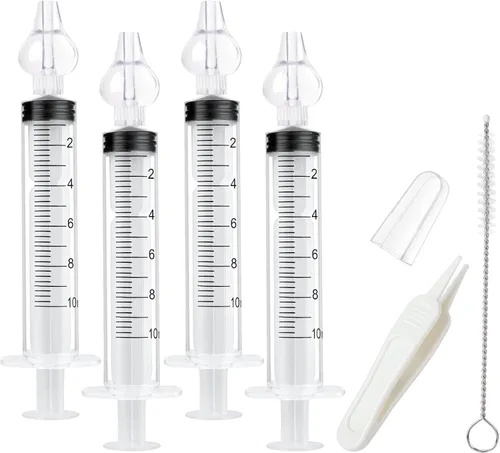 Miniatura 8 de Aolso Irrigador nasal para bebé, 2 jeringas nasales para bebé, jeringa irrigador nasal con pinzas y cepillo de limpieza, aspirador nasal para bebés