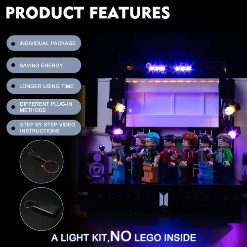 Miniatura 4 de BrickBling Kit de luces LED compatible con Lego BTS Dynamite 21339, luces creativas compatibles con Lego 21339, para fanáticos de BTS