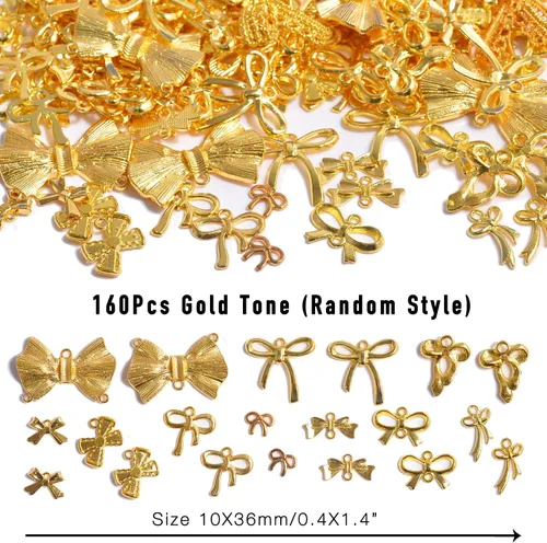Miniatura 2 de stino 100 gramos de dijes de metal para hacer joyas, chapados en plata y oro, paquete a granel para pulseras, collares, manualidades