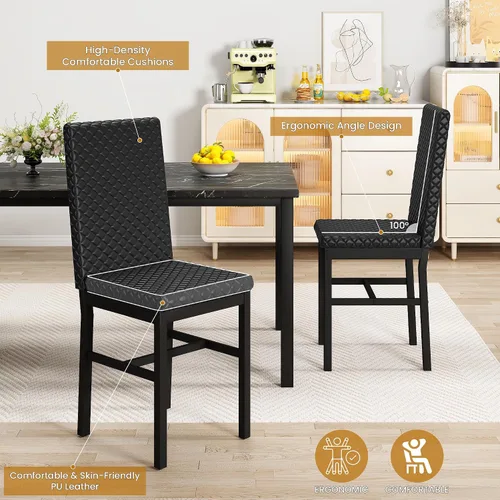 Miniatura 5 de DKLGG Juego de mesa de comedor para 4, mesa de cocina y sillas, juego de 4 mesas de cocina y comedor de mármol sintético con sillas de comedor