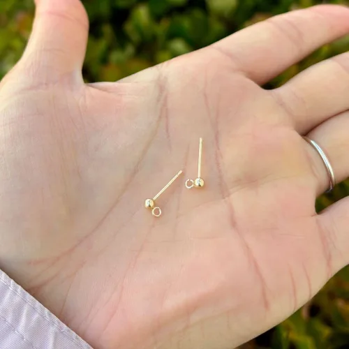 Miniatura 3 de 4 piezas Adabele Real 1/20 de 14 quilates relleno de bola de 0.118 pulgadas (0.118 in), anillo abierto, 4 piezas de aretes que no se deslustran
