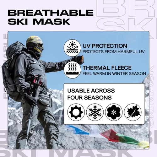 Miniatura 4 de Máscara de esquí de anime con diseño Pasamontañas púrpura Cm negro A verano Skii y máscaras de invierno para hombres y mujeres, cubierta facial