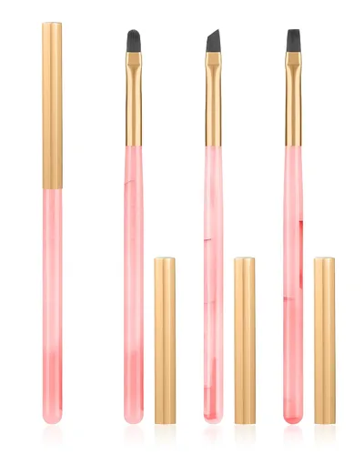 Miniatura 12 de 3 piezas de brochas de limpieza de arte de uñas, brochas de uña redondas/anguladas/planas resistentes a la acetona para remover esmalte de gel