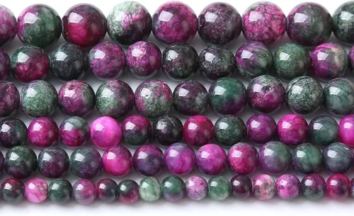 Miniatura 58 de Cuentas de jade verde chino natural, piedras preciosas, cuentas redondas sueltas para hacer joyas, pulsera DIY, collar, 8mm, 45 piezas, 15 pulgadas
