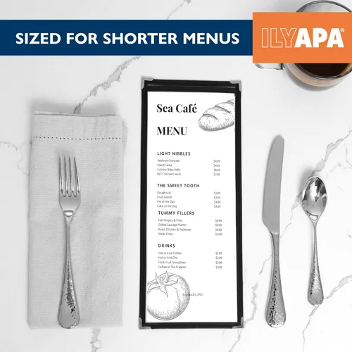 Miniatura 7 de Ilyapa Paquete de 30 fundas de menú de 4.25 x 11 pulgadas, una sola página, 2 vistas, cubiertas de menú de restaurante, fundas de plástico
