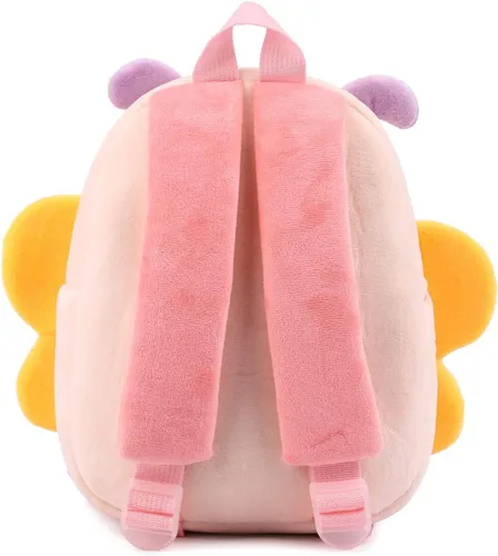 Miniatura 4 de Mochila pequeña para niños y niñas, linda mochila pequeña de dibujos animados de animales de felpa suave para niños de 2 a 6 años, Mariposa-h Rosa