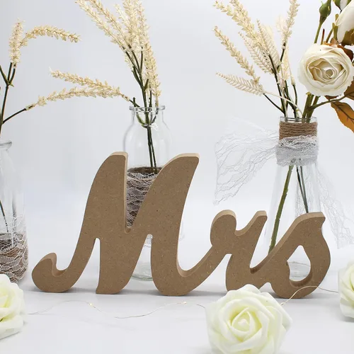 Miniatura 6 de Letrero de madera con texto en inglés "Mr and Mrs", letras rústicas para mesa de boda, decoración de señorita señor para fotos, mesa de fiesta