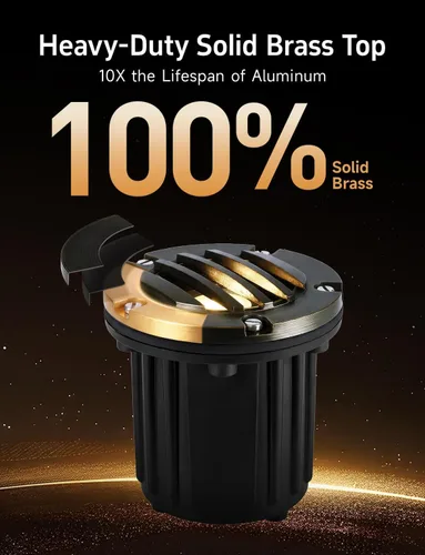 Miniatura 3 de Gardenreet - Luces de pozo LED de latón - Iluminación en tierra de bajo voltaje para todo clima, luz cableada reemplazable de 12V, bronce antiguo