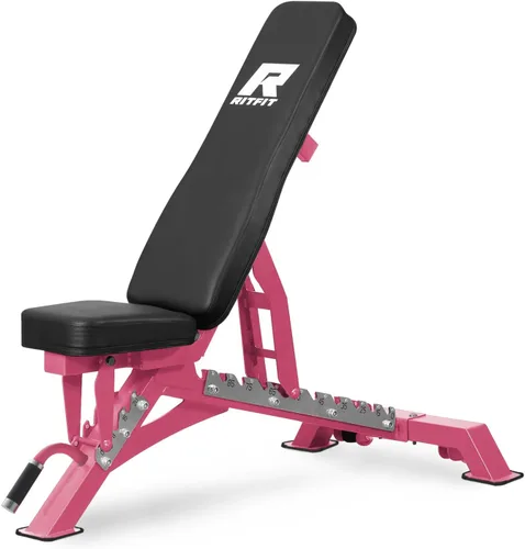 Miniatura 15 de RitFit Banco de pesas ajustable y plegable para gimnasio en casa, levantamiento de pesas y entrenamiento de fuerza, póster de entrenamiento