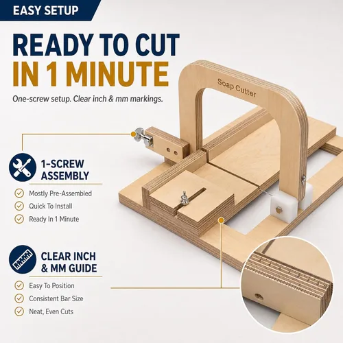 Miniatura 6 de Cortador de jabón de madera para suministros de fabricación de jabón, herramienta de corte de alambre ajustable hecha a mano