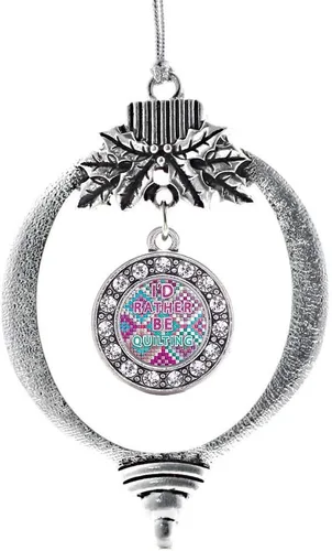 Miniatura 196 de Inspired Silver - Bonita bandera estadounidense - Adorno de Navidad plateado - Adorno de árbol de Navidad con dije circular con circonita cúbica