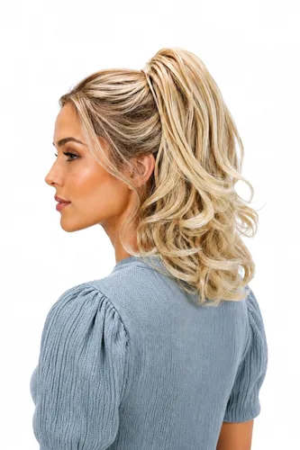 Miniatura 42 de PRETTYSHOP - Extensión de cabello rizado voluminoso, cola de caballo de 14 pulgadas con clip, resistente al calor